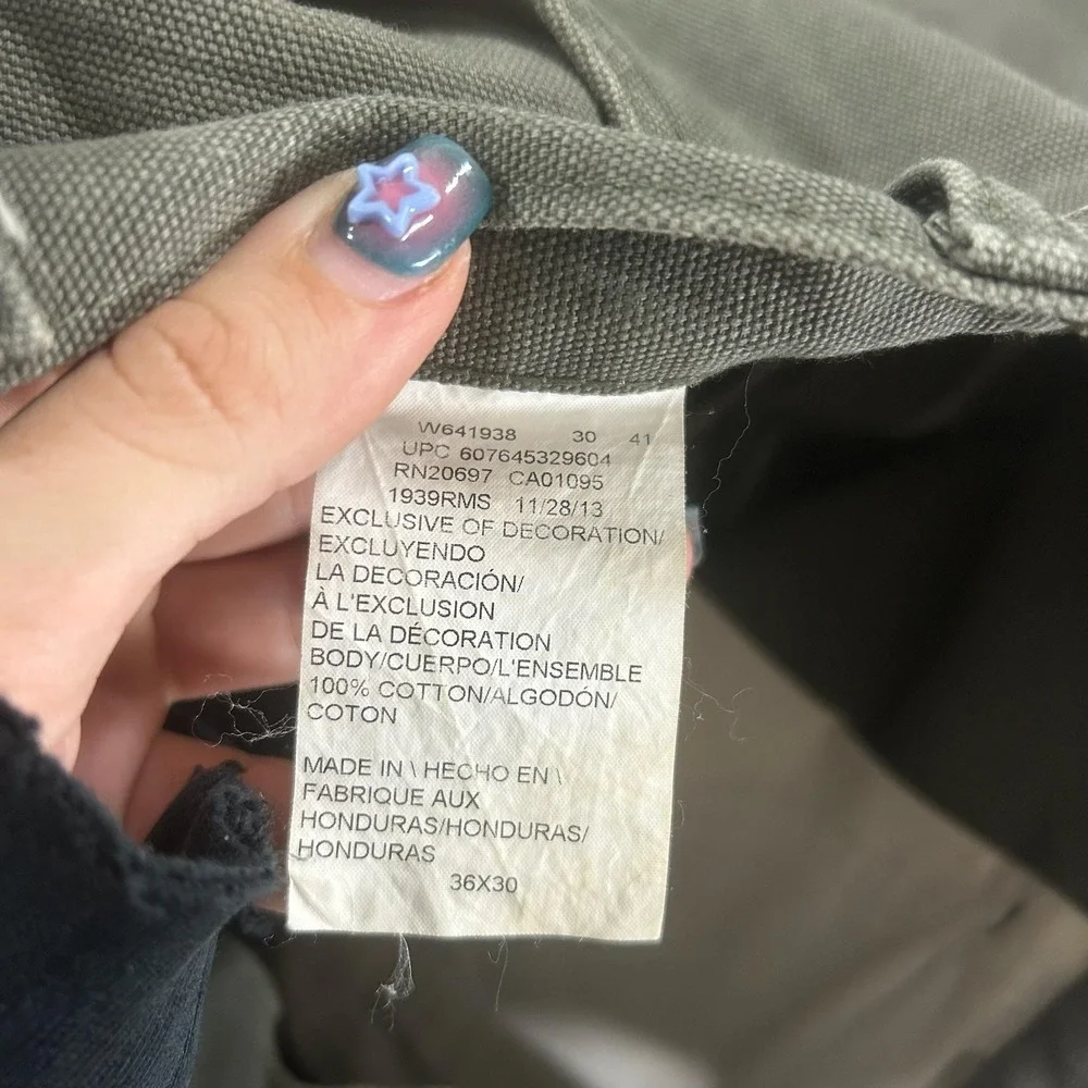 VTG Dickies Carpenter Pants Mens 36x30 Green Canvas Relaxed Fit Workwear Utility